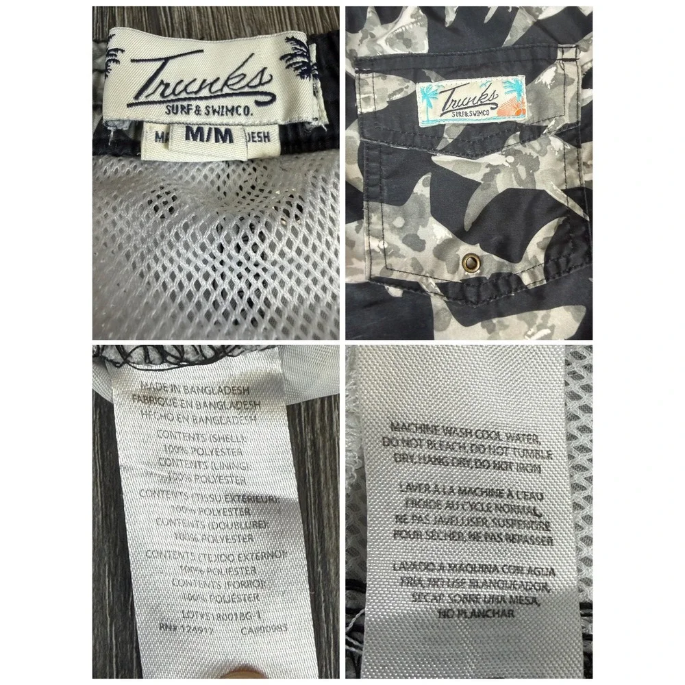 Trunks Surf Swim Co Shark Camo Board Shorts Black Gray Medium Mens Swim Trunks